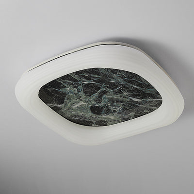 Contemporary Nordic Square Acrylic Marble Texture LED Flush Mount Ceiling Light For Bedroom