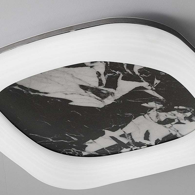 Contemporary Nordic Square Acrylic Marble Texture LED Flush Mount Ceiling Light For Bedroom