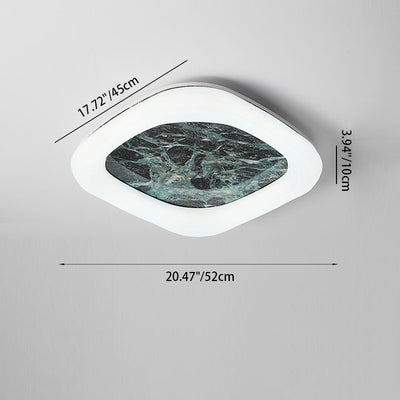 Contemporary Nordic Square Acrylic Marble Texture LED Flush Mount Ceiling Light For Bedroom