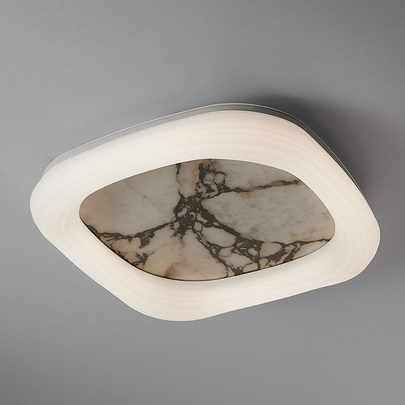 Contemporary Nordic Square Acrylic Marble Texture LED Flush Mount Ceiling Light For Bedroom