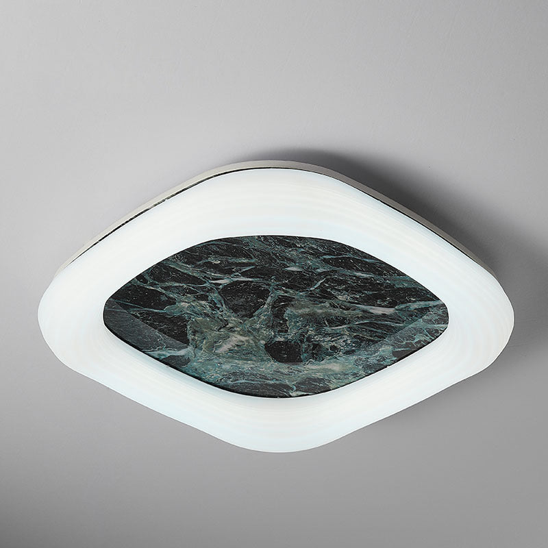 Contemporary Nordic Square Acrylic Marble Texture LED Flush Mount Ceiling Light For Bedroom