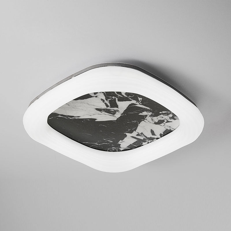 Contemporary Nordic Square Acrylic Marble Texture LED Flush Mount Ceiling Light For Bedroom