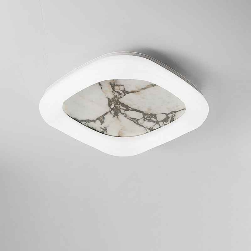 Contemporary Nordic Square Acrylic Marble Texture LED Flush Mount Ceiling Light For Bedroom