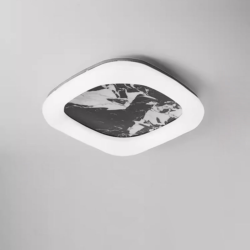 Contemporary Nordic Square Acrylic Marble Texture LED Flush Mount Ceiling Light For Bedroom