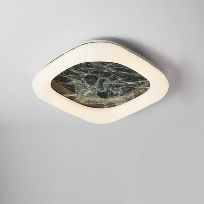 Contemporary Nordic Square Acrylic Marble Texture LED Flush Mount Ceiling Light For Bedroom