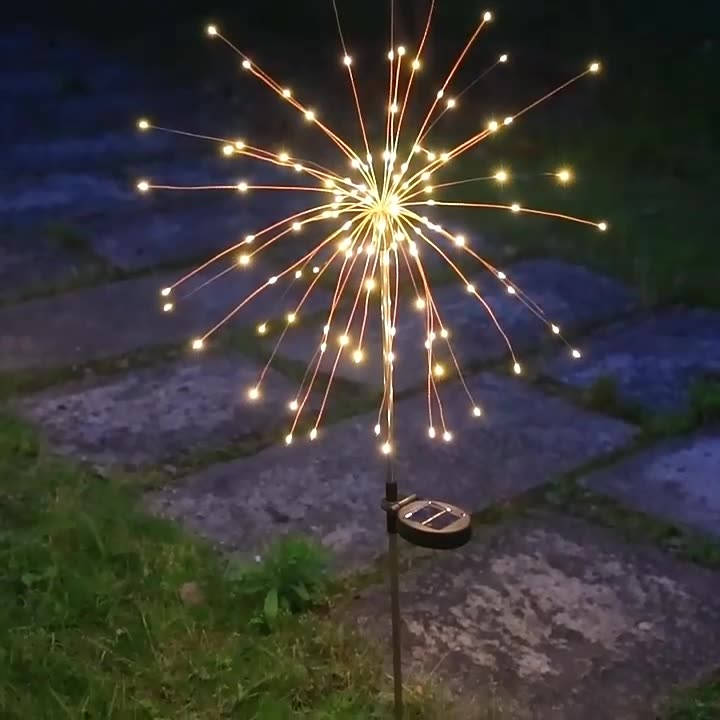 Contemporary Industrial Solar Firework Stainless Steel LED Waterproof Lawn Insert Light For Outdoor Patio