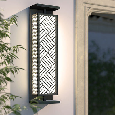 Contemporary Luxury Stainless Steel Imitation Marble Cuboid Shade 1-Light Outdoor Wall Sconce Lamp For Garden