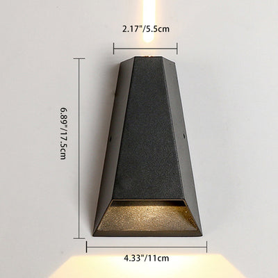 Modern Minimalist Aluminum Trapezoid Up And Down Illuminated LED Outdoor Wall Sconce Lamp For Garden