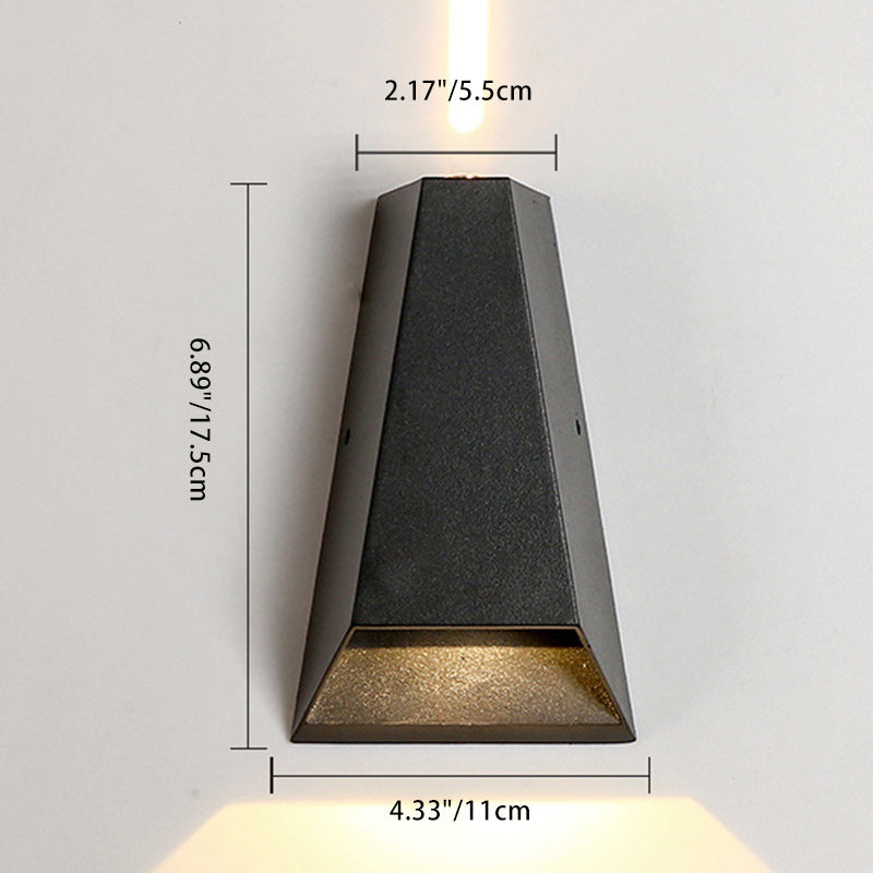 Modern Minimalist Aluminum Trapezoid Up And Down Illuminated LED Outdoor Wall Sconce Lamp For Garden