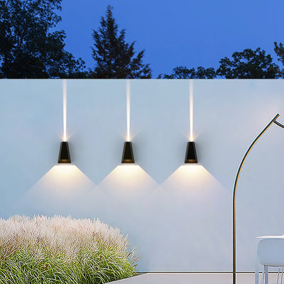 Modern Minimalist Aluminum Trapezoid Up And Down Illuminated LED Outdoor Wall Sconce Lamp For Garden