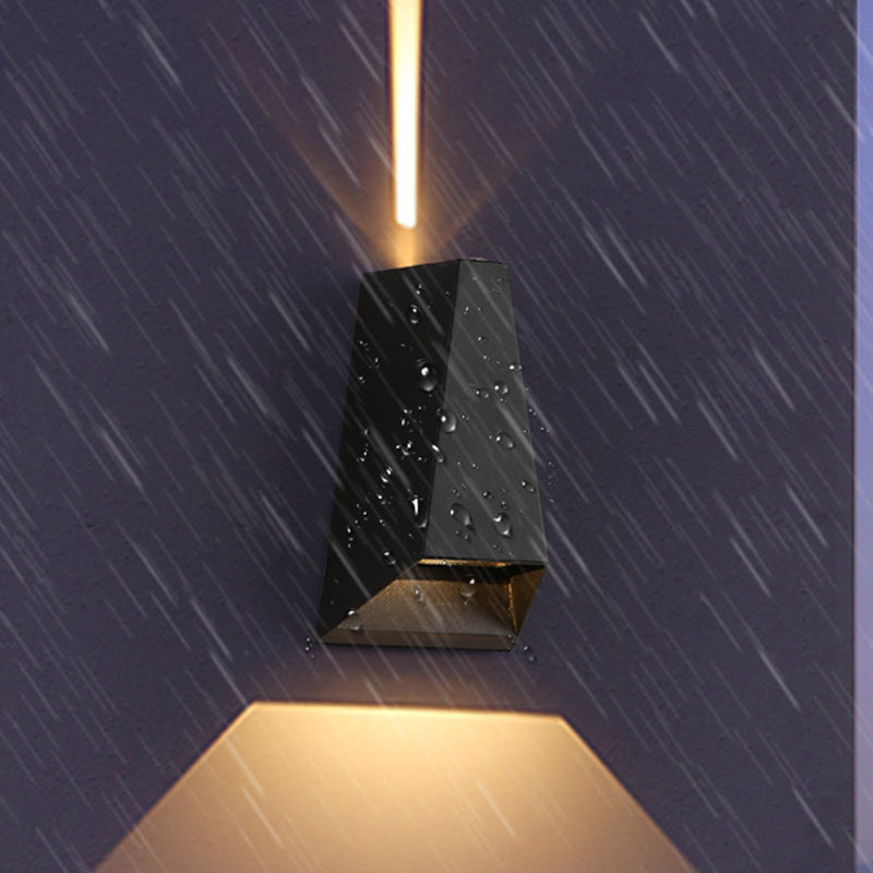 Modern Minimalist Aluminum Trapezoid Up And Down Illuminated LED Outdoor Wall Sconce Lamp For Garden