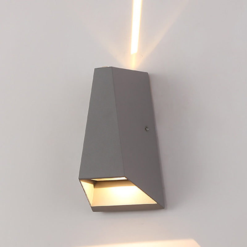 Modern Minimalist Aluminum Trapezoid Up And Down Illuminated LED Outdoor Wall Sconce Lamp For Garden