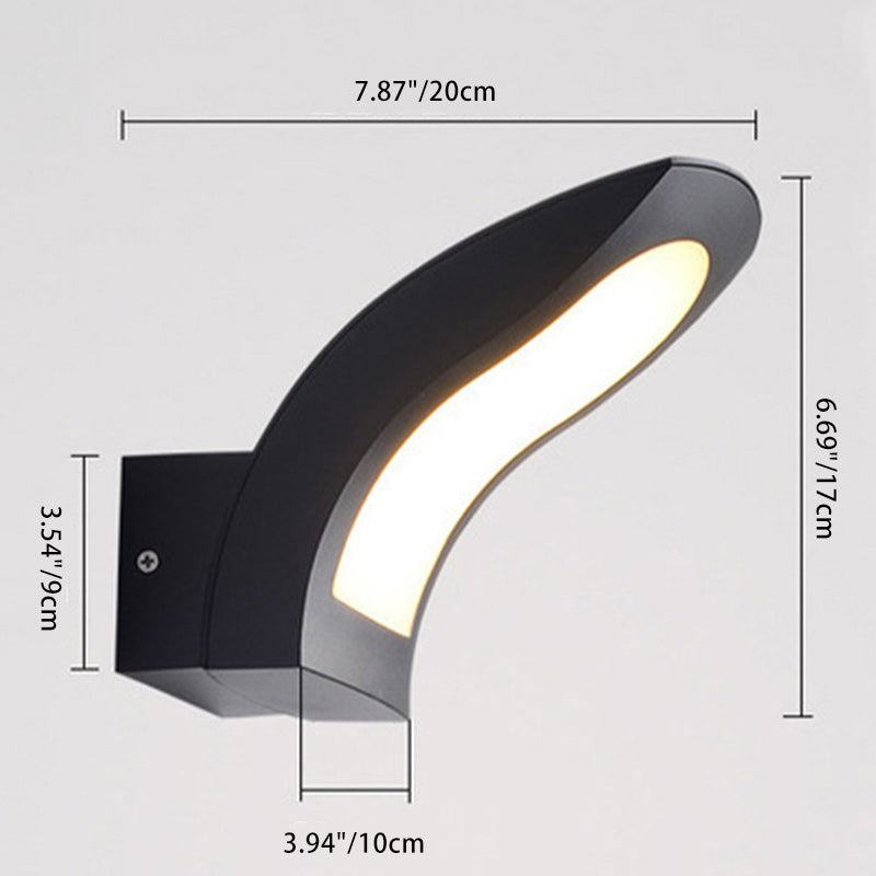 Modern Minimalist Curved Aluminum LED Waterproof Outdoor Wall Sconce Lamp For Garden