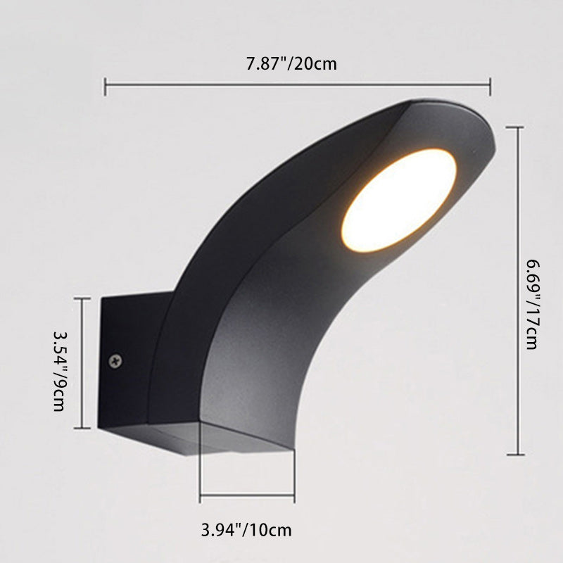 Modern Minimalist Curved Aluminum LED Waterproof Outdoor Wall Sconce Lamp For Garden