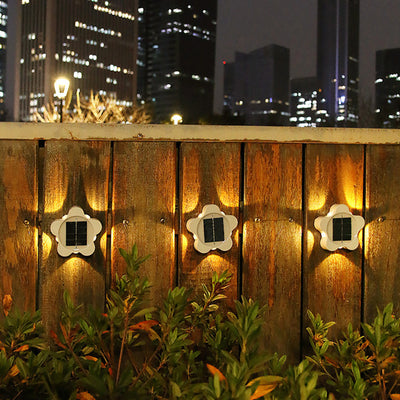 Contemporary Industrial ABS Plum Blossom LED Solar Outdoor Wall Sconce Lamp For Garden