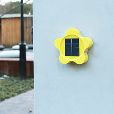 Contemporary Industrial ABS Plum Blossom LED Solar Outdoor Wall Sconce Lamp For Garden