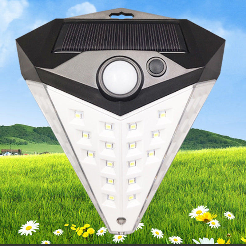 Contemporary Industrial ABS Diamond Shade LED Solar Outdoor Wall Sconce Lamp For Outdoor Patio