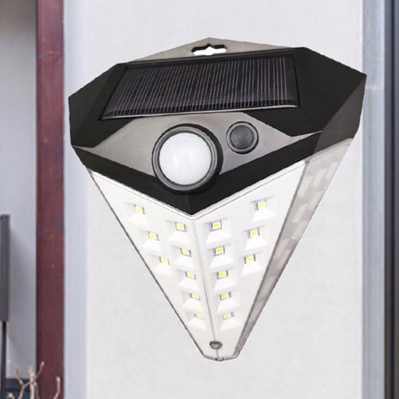 Contemporary Industrial ABS Diamond Shade LED Solar Outdoor Wall Sconce Lamp For Outdoor Patio