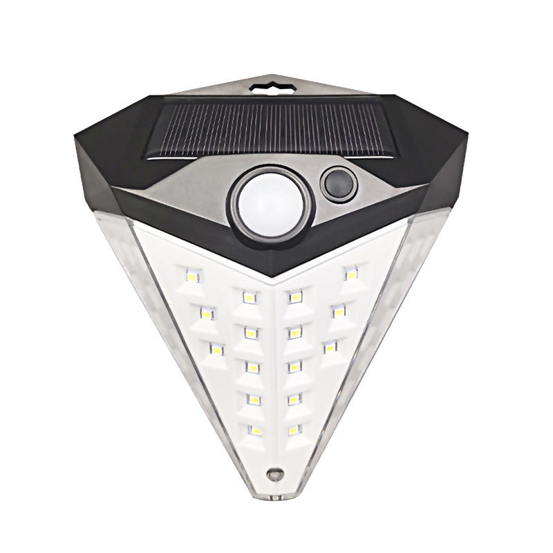 Contemporary Industrial ABS Diamond Shade LED Solar Outdoor Wall Sconce Lamp For Outdoor Patio