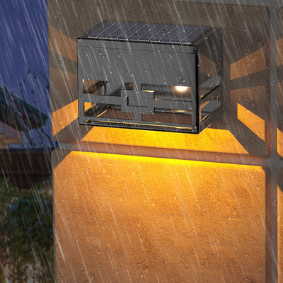 Contemporary Industrial ABS Cubic LED Solar Waterproof Wall Sconce Lamp For Outdoor Patio