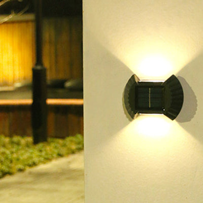 Contemporary Industrial ABS Shell Up And Down Illuminated LED Solar Wall Sconce Lamp For Outdoor Patio