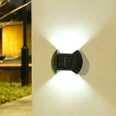 Contemporary Industrial ABS Shell Up And Down Illuminated LED Solar Wall Sconce Lamp For Outdoor Patio