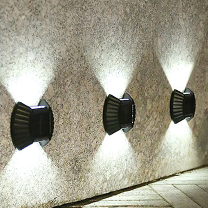 Contemporary Industrial ABS Shell Up And Down Illuminated LED Solar Wall Sconce Lamp For Outdoor Patio