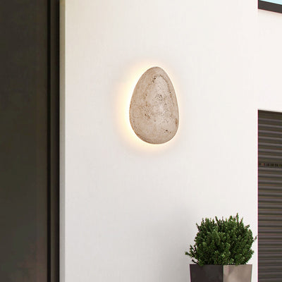 Traditional Japanese Travertine Cobblestone Design LED Waterproof Outdoor Wall Sconce Lamp For Garden