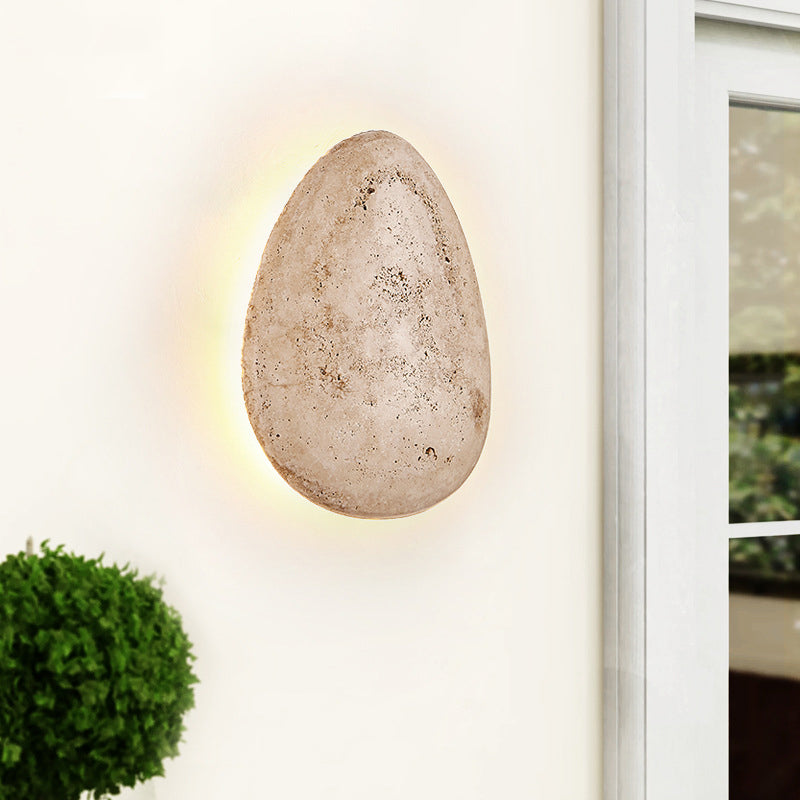 Traditional Japanese Travertine Cobblestone Design LED Waterproof Outdoor Wall Sconce Lamp For Garden