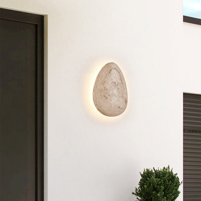 Traditional Japanese Travertine Cobblestone Design LED Waterproof Outdoor Wall Sconce Lamp For Garden