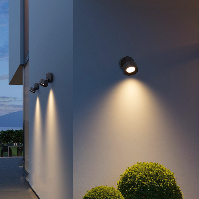 Moderne Einfachheit rotierende Aluminium Runde LED wasserdichte Spotlight Wandleuchte Lampe für Terrasse im Freien 