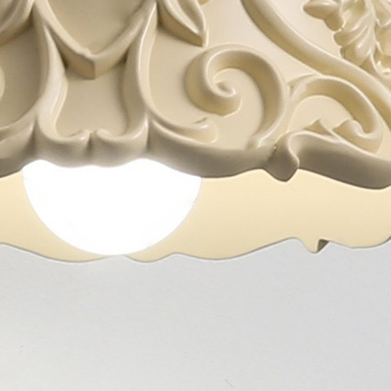 Traditionelle japanische Massivholz Blumenmuster Harz Carving Runde 1-Licht Wandleuchte Lampe für Nachttisch 