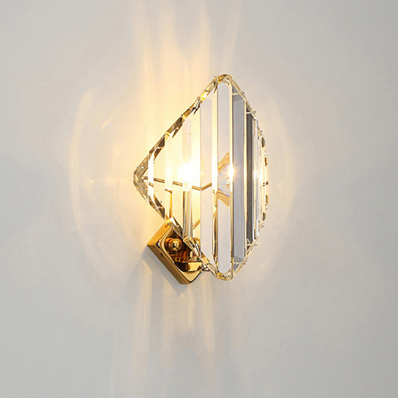 Contemporary Luxury Hardware Rhombic Crystal 1/2/3-Light Wall Sconce Lamp For Living Room