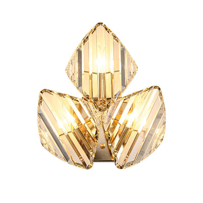 Contemporary Luxury Hardware Rhombic Crystal 1/2/3-Light Wall Sconce Lamp For Living Room