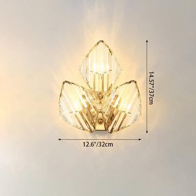 Contemporary Luxury Hardware Rhombic Crystal 1/2/3-Light Wall Sconce Lamp For Living Room