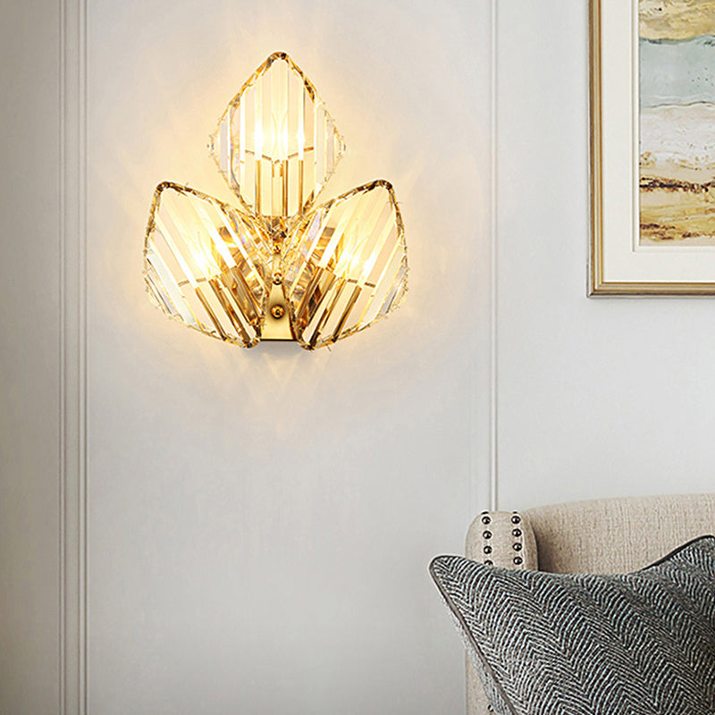 Contemporary Luxury Hardware Rhombic Crystal 1/2/3-Light Wall Sconce Lamp For Living Room