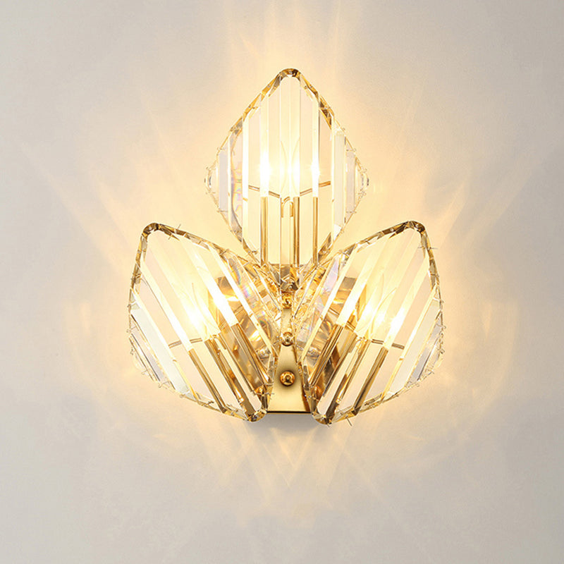 Contemporary Luxury Hardware Rhombic Crystal 1/2/3-Light Wall Sconce Lamp For Living Room