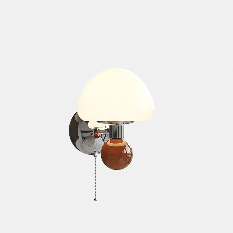 Contemporary Nordic Cream Iron Mushroom PE Shade LED Wall Sconce Lamp For Living Room