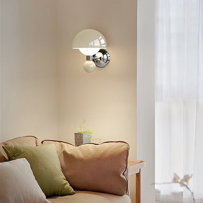 Contemporary Nordic Cream Iron Mushroom PE Shade LED Wall Sconce Lamp For Living Room