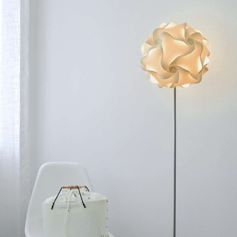 Contemporary Nordic Flower Ball Shade Hardware Base 1-Light Standing Floor Lamp For Living Room