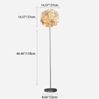 Contemporary Nordic Flower Ball Shade Hardware Base 1-Light Standing Floor Lamp For Living Room