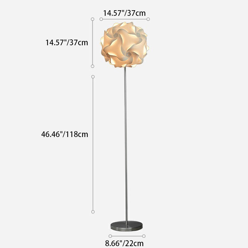 Contemporary Nordic Flower Ball Shade Hardware Base 1-Light Standing Floor Lamp For Living Room