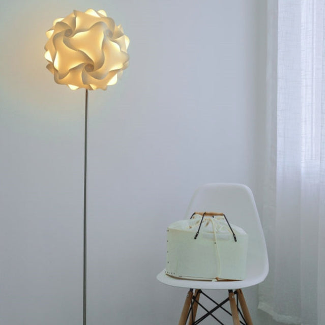 Contemporary Nordic Flower Ball Shade Hardware Base 1-Light Standing Floor Lamp For Living Room