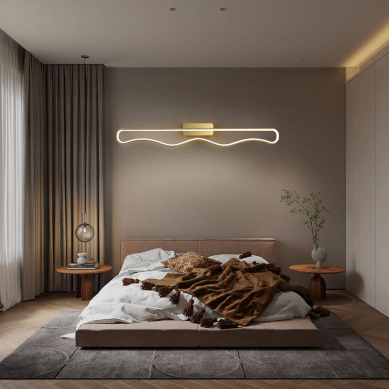 Modern Minimalist Iron Corrugated Strip Acrylic LED Wall Sconce Lamp For Living Room