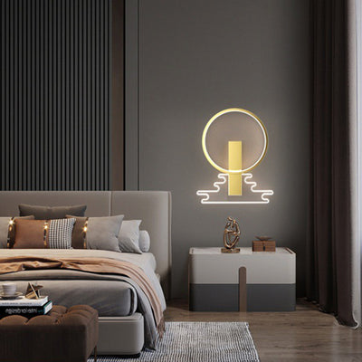 Modern Luxury Iron Geometric Circle Ring Acrylic Lantern LED Wall Sconce Lamp For Living Room