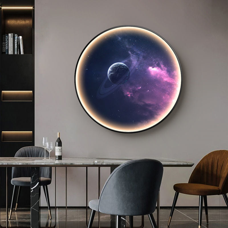 Contemporary Simplicity Starry Sky Moon Aluminum Round LED Wall Sconce Lamp For Living Room