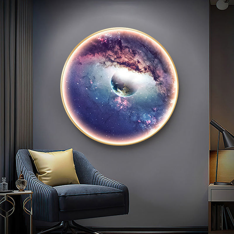 Contemporary Simplicity Starry Sky Moon Aluminum Round LED Wall Sconce Lamp For Living Room