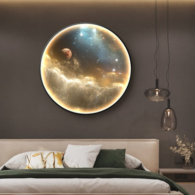 Contemporary Simplicity Starry Sky Moon Aluminum Round LED Wall Sconce Lamp For Living Room