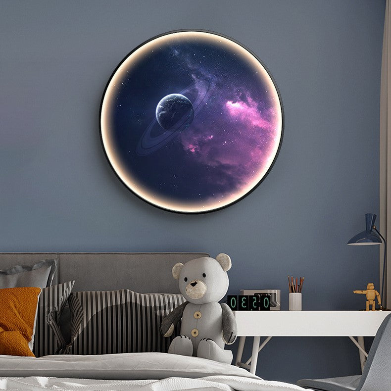 Contemporary Simplicity Starry Sky Moon Aluminum Round LED Wall Sconce Lamp For Living Room