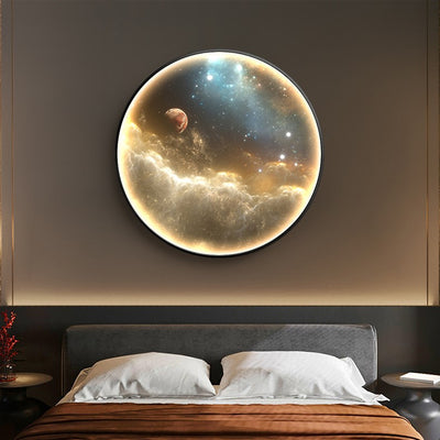 Contemporary Simplicity Starry Sky Moon Aluminum Round LED Wall Sconce Lamp For Living Room